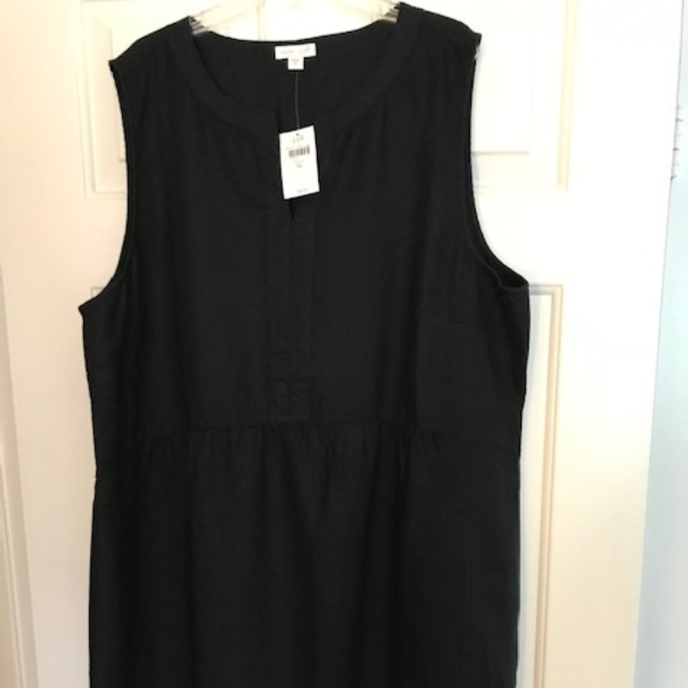 J. Jill XL Black Linen sleeveless dress, new